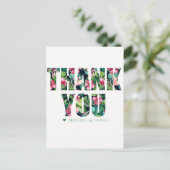 Tropical Floral Hawaiian Wedding DANKE Postkarte (Stehend Vorderseite)