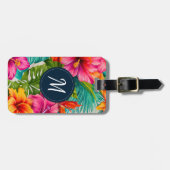 Tropical Floral Hibiscus Monogram Gepäckanhänger (Vorderseite horizontal)
