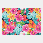 Tropical Floral Hibiscus Plumeria Pattern Design Geschenkpapier Set (Vorderseite 3)