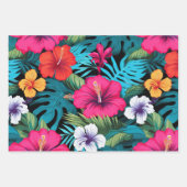 Tropical Floral Hibiscus Plumeria Pattern Design Geschenkpapier Set (Vorderseite 2)
