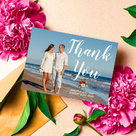 Tropical Floral Hibiskus Island Wedding Vielen Dan Dankeskarte