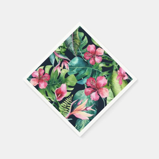 Tropical Floral Hibiskus & Palm Blätter Hawaiian Serviette (Ecke)