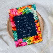 Tropical Floral Hibiskus Zielhochzeit am Strand Einladung
