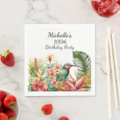 Tropical Floral Hummingbird 100. Geburtstag Serviette (Beispiel)