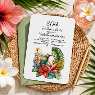 Tropical Floral Hummingbird 80. Geburtstag Einladung