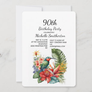 Tropical Floral Hummingbird 90. Geburtstag Einladung