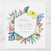 Tropical Floral Island Wedding Vielen Dank für Ihr Weinetikett (Einzelnes Label)