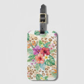 Tropical Floral Leopard Print Pattern Gepäckanhänger (Vorderseite Vertikal)