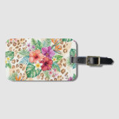 Tropical Floral Leopard Print Pattern Gepäckanhänger (Vorderseite (Horizontal))