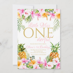 Tropical Floral Little Miss Onederful Geburtstag Einladung