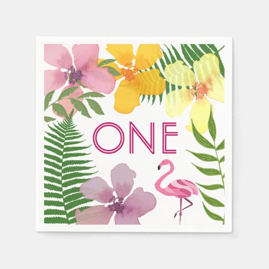 Tropical Floral Luau 1. Geburtstag Serviette (Vorderseite)