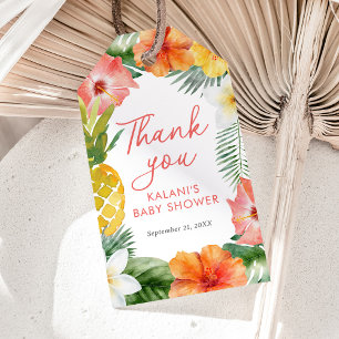 Tropical Floral Luau Babydusche Geschenkanhänger