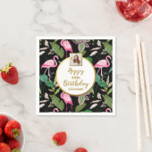 Tropical Floral Luau Flamingo Birthday Foto Serviette (Beispiel)