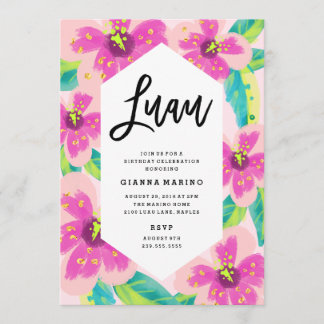 Tropical Floral Luau zum Geburtstag Einladung