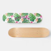 Tropical Floral Modern Girl Personalisiert Skateboard (Horizontal)