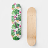 Tropical Floral Modern Girl Personalisiert Skateboard (Vorderseite)
