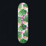 Tropical Floral Modern Girl Personalisiert Skateboard<br><div class="desc">Das Tropical Floral Modern Girly Personalisiert Skateboard besticht durch einen modernen,  farbenfrohen tropischen Hintergrund mit Ihrem personalisierten Namen in modernen lila Drehbüchern. Personalisieren Sie diese,  indem Sie den Text in dem dafür vorgesehenen Textfeld bearbeiten. Entworfen von ©Evco Studio www.zazzle.com/store/evcostudio</div>