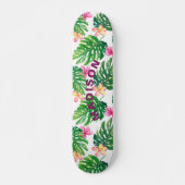Tropical Floral Modern Girl Personalisiert Skateboard (Vorne)