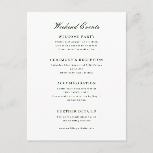 Tropical Floral Monogram Wedding Begleitkarte (Vorderseite)