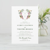 Tropical Floral Monogram Wedding Einladung (Stehend Vorderseite)