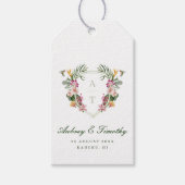 Tropical Floral Monogram Wedding Geschenkanhänger (Vorderseite)