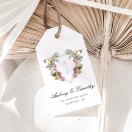 Tropical Floral Monogram Wedding Geschenkanhänger