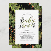 Tropical Floral Muster Kinderdusche Einladung (Vorne/Hinten)