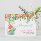 Tropical Floral New Address Einladung (Stehend Vorderseite)