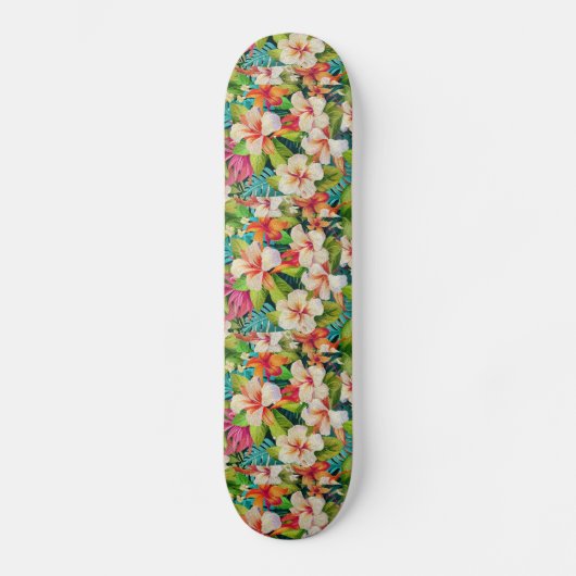 Tropical Floral Oil Painting Style Skateboard (Vorderseite)