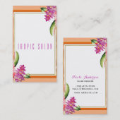 Tropical Floral Orange Coral Modern Botanischer Ch Visitenkarte (Vorne/Hinten)