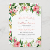 Tropical floral Orchids Palm Blätter Hochzeit Einladung (Vorne/Hinten)