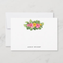 Tropical Floral Palm Blätter Persönliche Stationie Mitteilungskarte