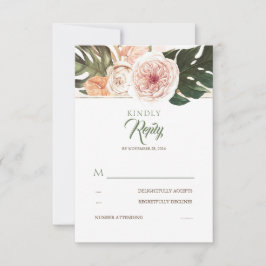 Tropical Floral Palm Blätter Wedding RSVP Karte