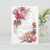 Tropical Floral Paradise Botanical Gold Wedding  Einladung (Stehend Vorderseite)