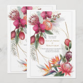 Tropical Floral Paradise Botanical Gold Wedding  Einladung (Vorne/Hinten)