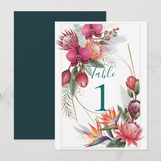 Tropical Floral Paradise Botanical Gold Wedding  Einladung (Vorne/Hinten)