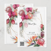 Tropical Floral Paradise Botanical Gold Wedding  Einladung (Vorne/Hinten)