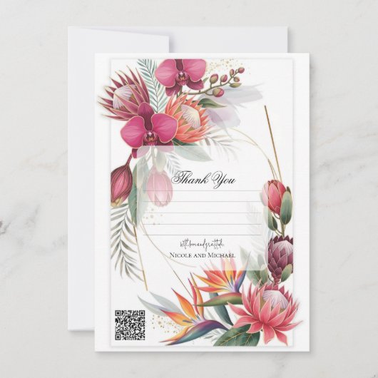 Tropical Floral Paradise Botanical Gold Wedding  Einladung (Vorderseite)