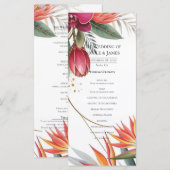 Tropical Floral Paradise Botanical Wedding Program Menükarte (Vorne/Hinten)
