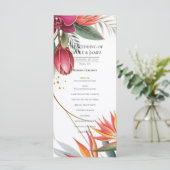 Tropical Floral Paradise Botanical Wedding Program Menükarte (Stehend Vorderseite)