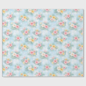 Tropical Floral Pattern on Light Blue Geschenkpapier (Flach)