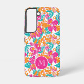 Tropical Floral Pattern Phone Case (Name) Samsung Galaxy Hülle (Rückseite)