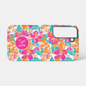 Tropical Floral Pattern Phone Case (Name) Samsung Galaxy Hülle (Rückseite (Horizontal))