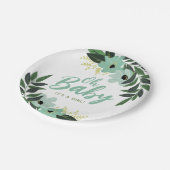 Tropical Floral Personalisiert Baby Dusche Pappteller (Schrägansicht)