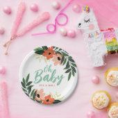 Tropical Floral Personalisiert Baby Dusche Pappteller (Party)