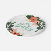 Tropical Floral Personalisiert Baby Dusche Pappteller (Schrägansicht)