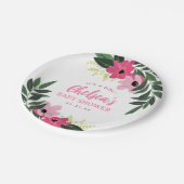 Tropical Floral Personalisiert Baby Dusche Pappteller (Schrägansicht)