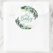 Tropical Floral Personalisiert Baby Dusche Runder Aufkleber (Tasche)