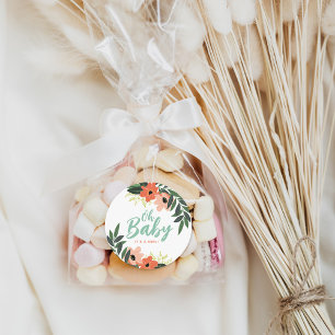 Tropical Floral Personalisiert Baby Dusche Runder Aufkleber