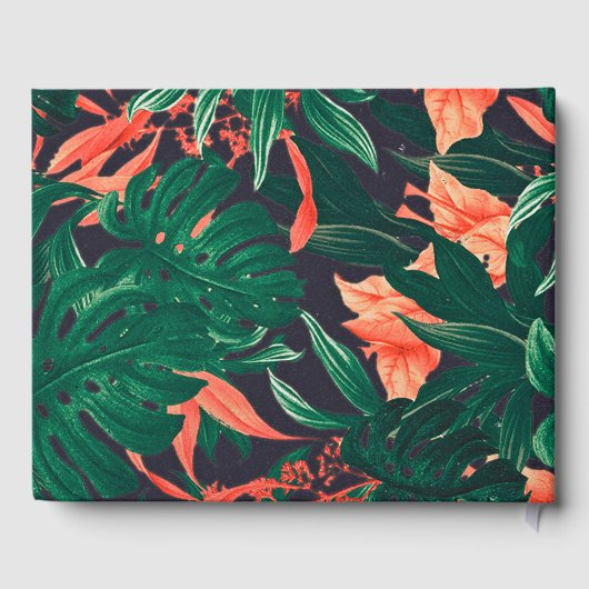 Tropical Floral Pflanze Gold Frame Wedbook Gästebuch (Rückseite)